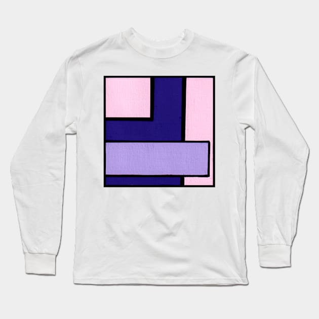 Lavender Purple Geometric Abstract Acrylic Painting Long Sleeve T-Shirt by abstractartalex